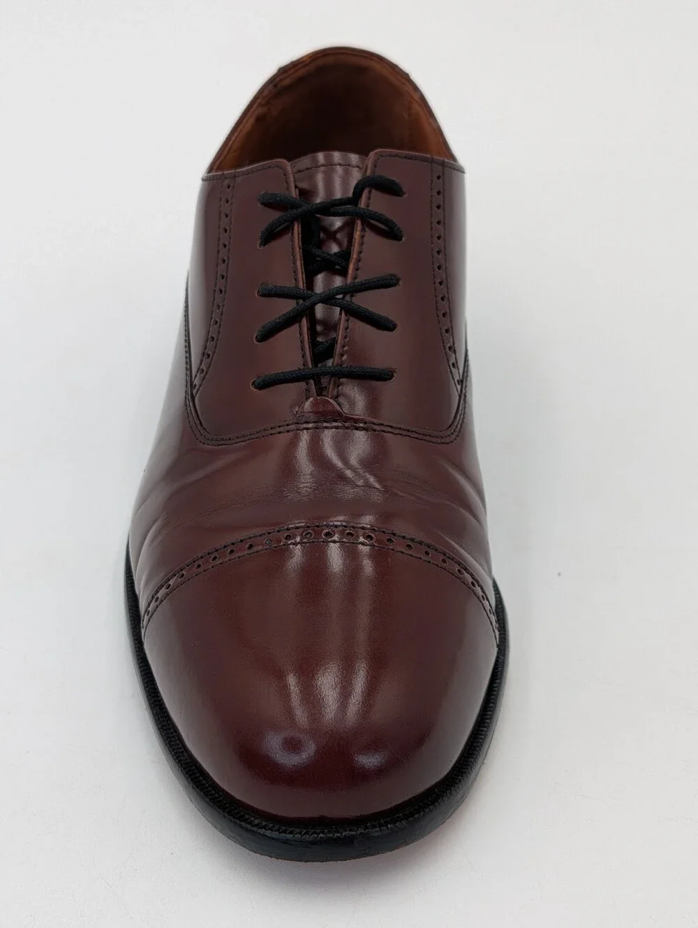 Bostonian Sz 10 Classics First Flex Cap Toe Oxford Burgundy Leather